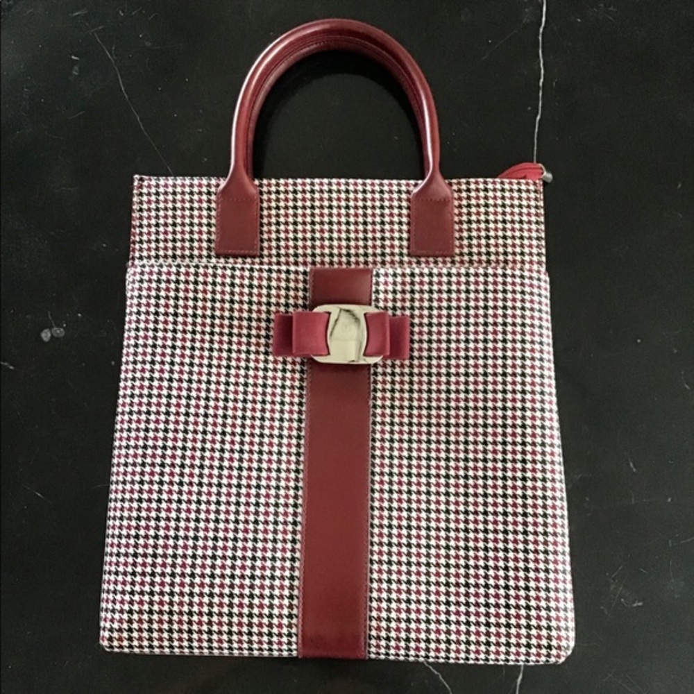 Valentino Rudy Italian Houndstooth Satchel Vintage